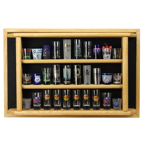 displaying shot glasses|unique shot glass display case.